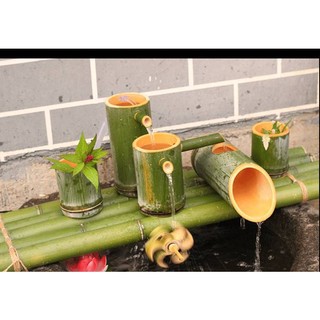 thác nước tiểu cảnh bằng tre