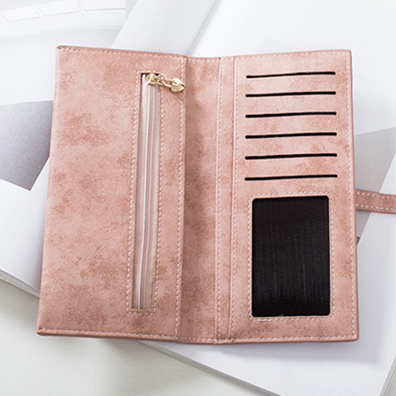 IELGY Ví Dài Màu Nhám Có Khóa Cài Đơn Giản Phong Cách Hàn Quốc Cho Nữ