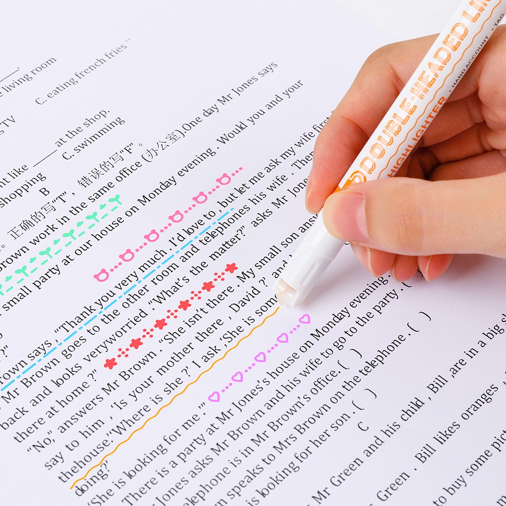 Bộ 3 / 6 Bút Lông Màu Sắc Bắt Sáng Dạng Lăn Hai Mặt Dành Cho Vẽ Đường Kẻ C7281