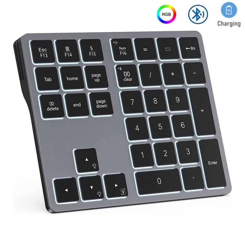 Bàn Phím Số 34 / 7 Màu Có Đèn Nền Kết Nối Bluetooth Cho Laptop