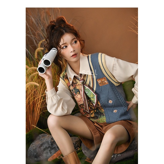 YAS0400-Set quần áo retro mùa thu SNBL