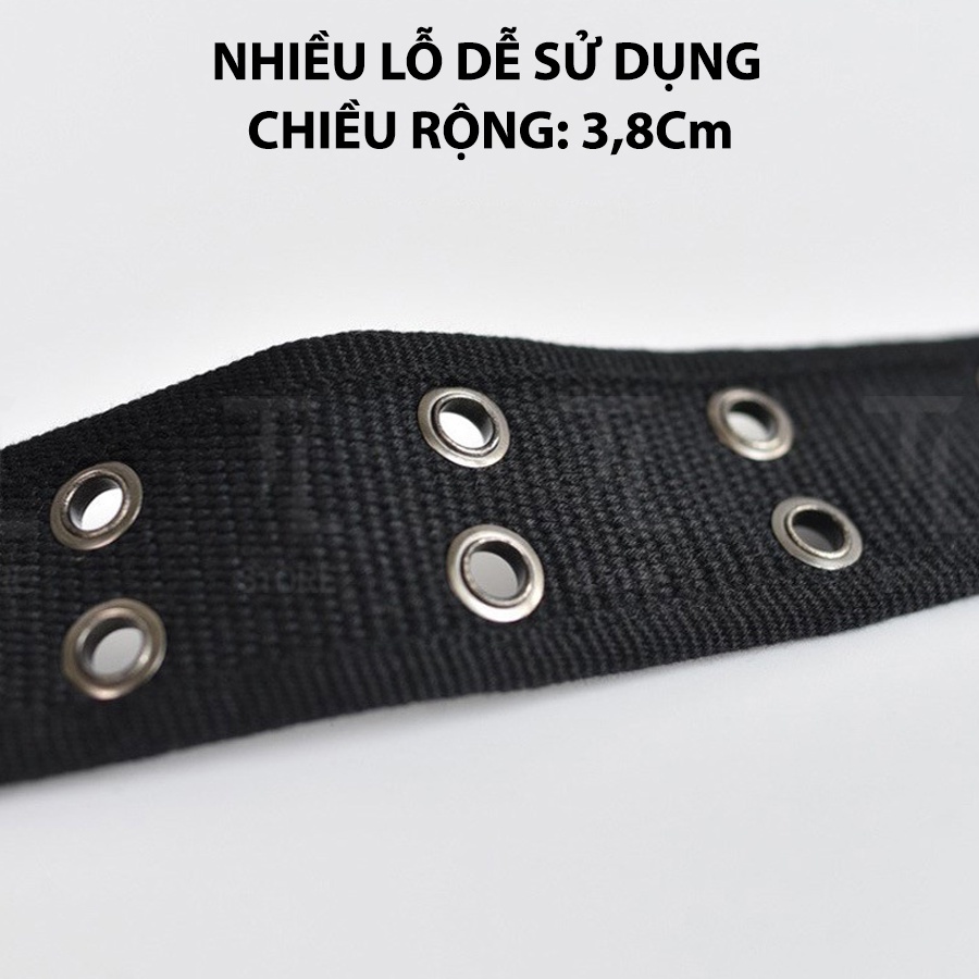 Thắt Lưng Nam Vải Dù, Dây Nịt Nam Khóa Kép Nhiều Lỗ Cài, Bản Dây 3,8cm, Phong Cách Hàn Quốc, Dễ Dàng Điều Chỉnh Dây Xích
