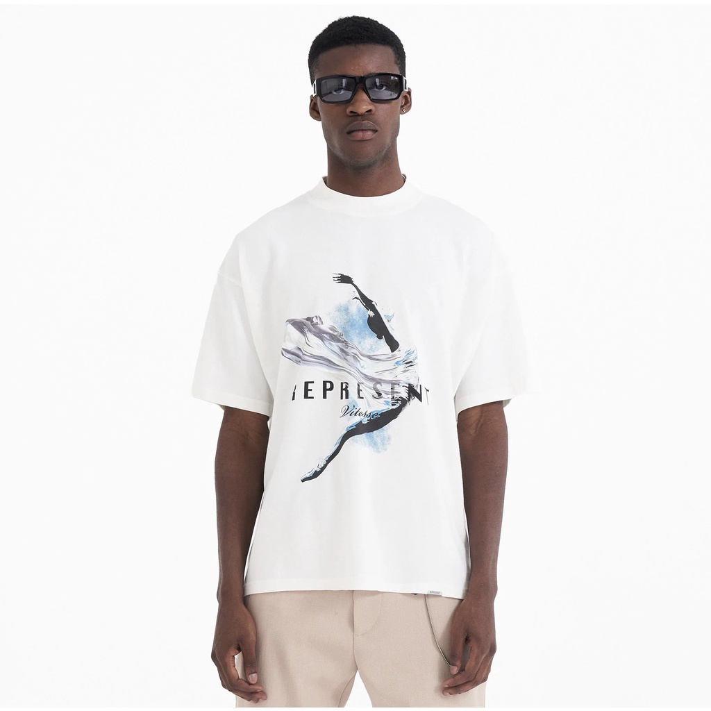 REP Abstract Dancer Slogan Print Short Sleeve RESENT T-shirt Retro High Street Couple Loose Cotton Half Sleeve