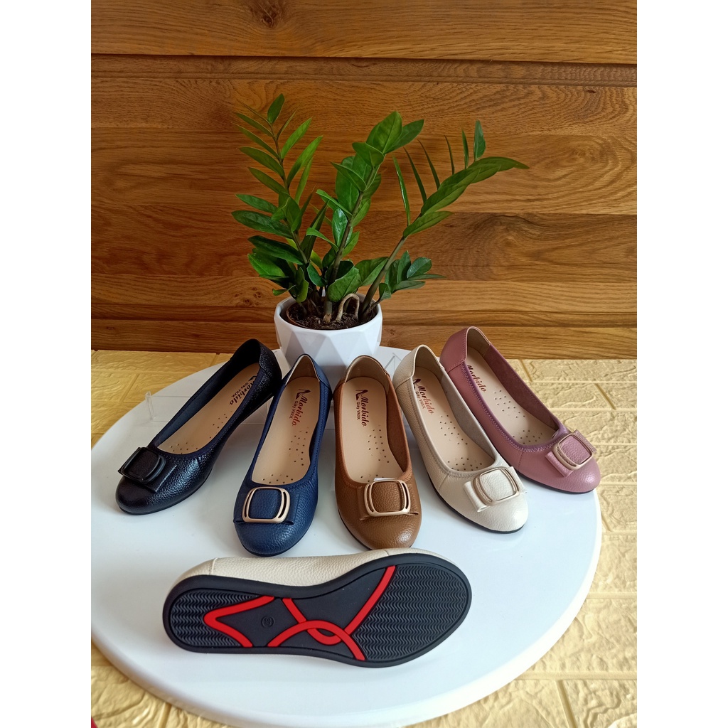 Giày Búp Bê Da Thật Mũi Tròn Đế Bệt 308 - Da Bò Thật