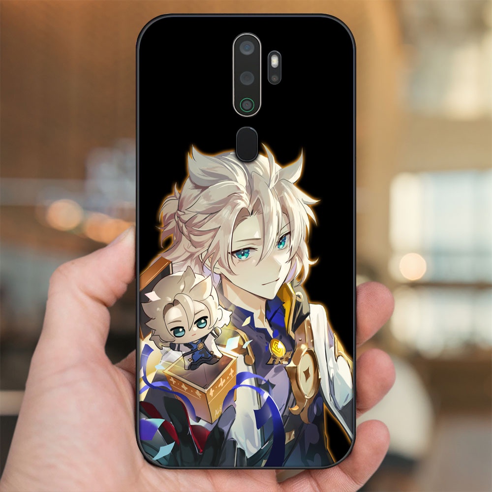 Ốp lưng Oppo A5 2020, A9 2020 viền đen in hình Albedo Genshin Impact