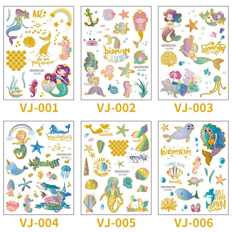Hình Xăm Dán Tạm Thời Hình Nàng Tiên Cá Lấp Lánh Chống Thấm Nước