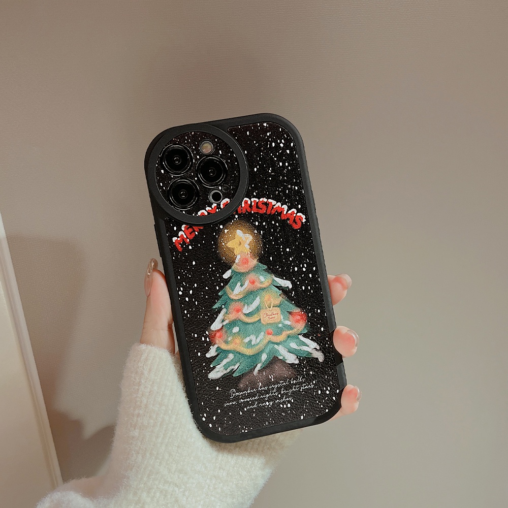 Ốp Điện Thoại Da Hình Cây Thông Giáng Sinh 3D Cho IPhone 14promax 14pro 13promax 12 11 X XS XSMAX