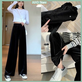 Quần Nỉ Nhung Dày Dặn Quần Ống Suông Dáng Dài Basic Freesize