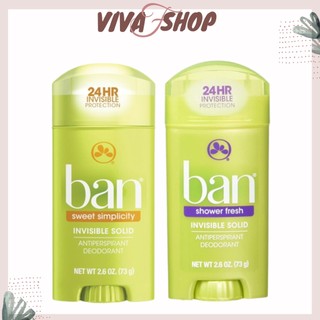 Lăn nách nữ BAN Invisible Solid Antiperspirant Deodorant 73g Lăng khử mùi nữ