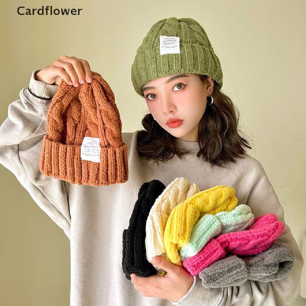 &lt; Cardflower &gt; Mũ Len Beanie Dệt Kim Giữ Ấm Mùa Đông Cho Cặp Đôi Nữ