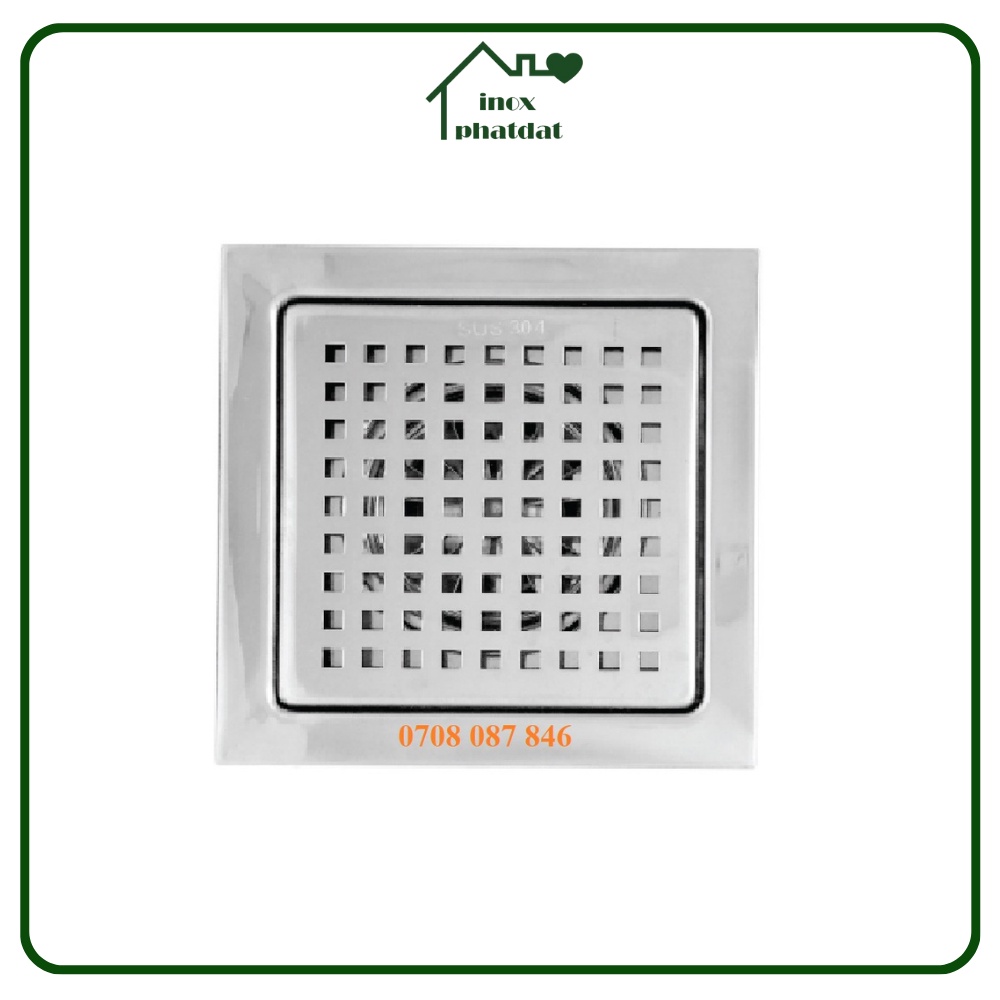 Hố Ga Phễu Thoát Nước Sàn Bằng INOX 304(15x15) (SP069)