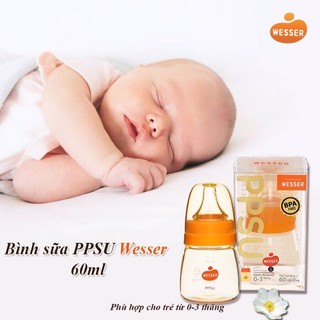 Bình sữa sơ sinh Wesser 60ml PP / PPSU