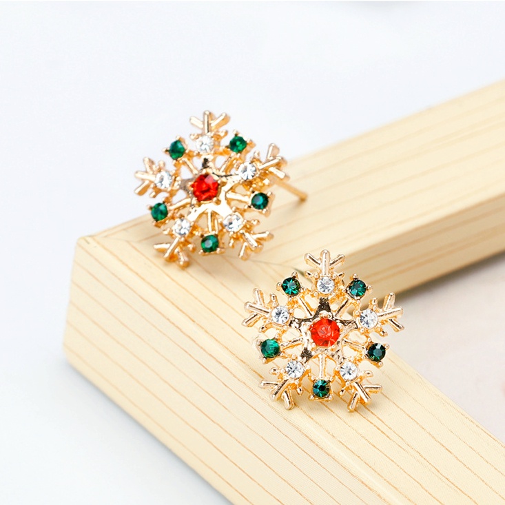 Bông Tai Mạ Vàng Hình Bông Tuyết Đính Đá Dễ Thương Dành Cho Nữ