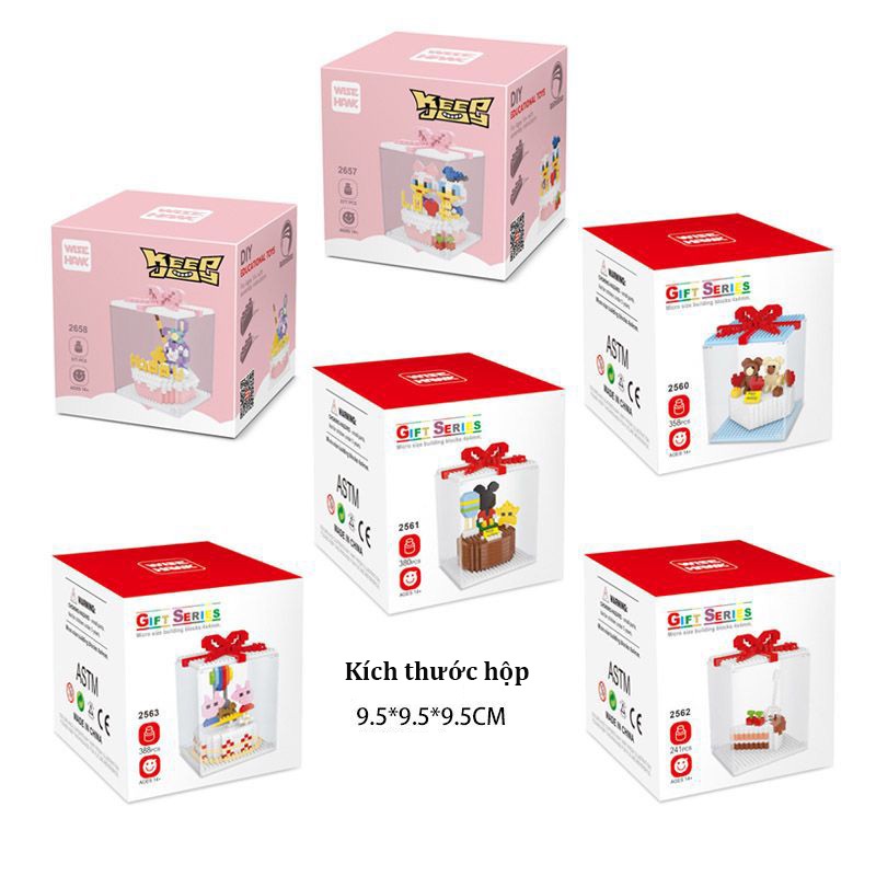 Mô hình lắp ráp hộp quà bánh kem sinh nhật dễ thương CÓ KÈM HỘP QUÀ TẶNG chính hãng WISE HAWK