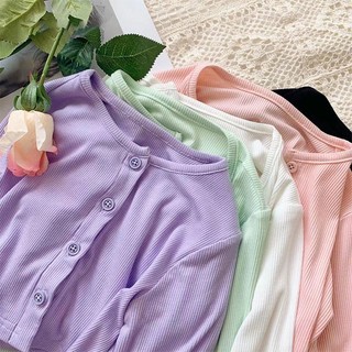 Áo Khoác Cardigan Dệt Kim Tay Dài Màu Sắc Kẹo Ngọt Phong Cách Hàn Quốc Thời Trang Mùa Hè Xinh Xắn Cho Nữ