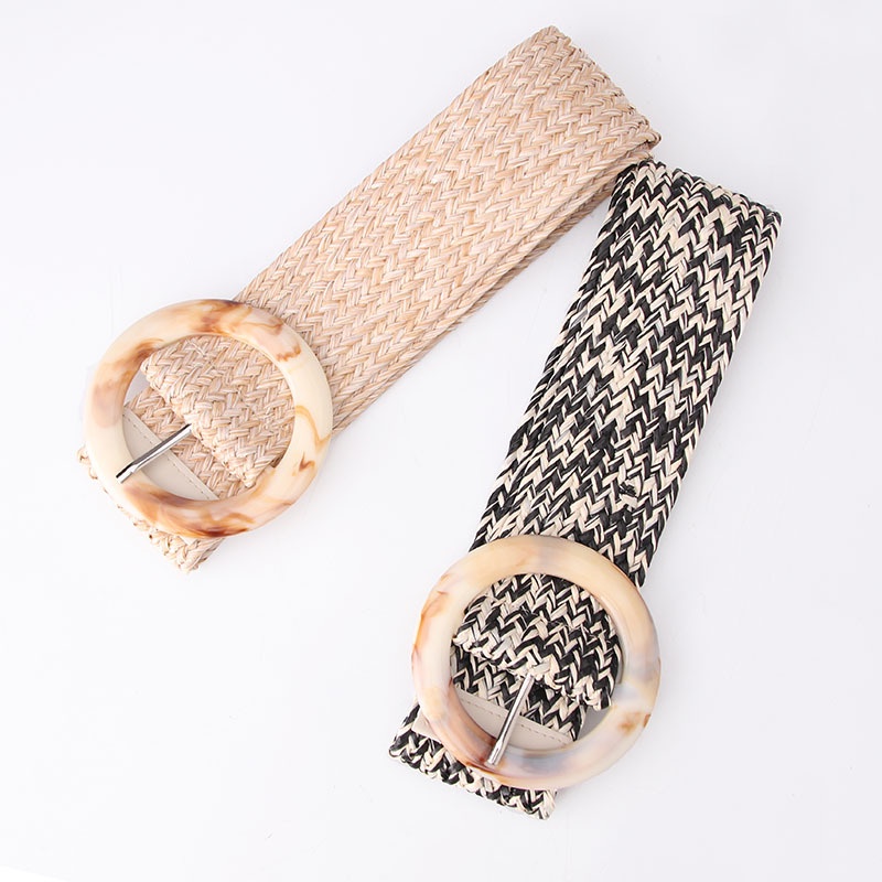 Thắt Lưng Bện Dây Bản Rộng Bằng Nhựa Resin Nhiều Màu Sắc Trang Trí Đầm Cho Nữ