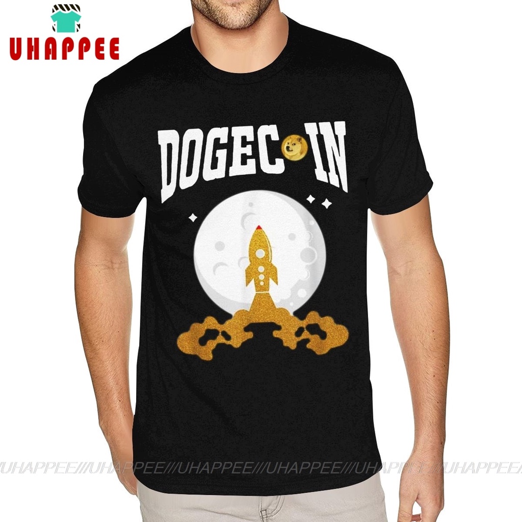 Áo thun Dogecoin To The Moon Best Nam Cá Tính D Cao Cấp Cotton Đen Cổ Tròn