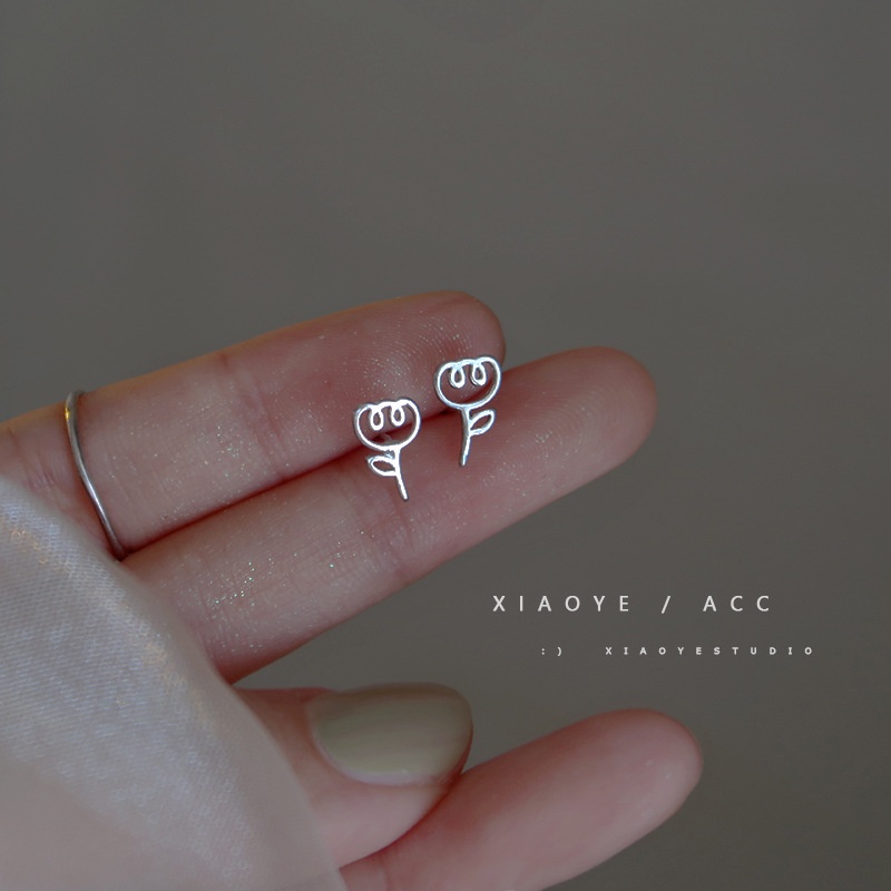 Bông Tai Mạ Bạc 925 Hình Hoa Tulip Phong Cách Mới Cao Cấp G112