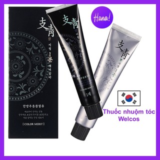 Nhuộm tóc phủ bạc thảo dược nhanh 1 phút màu nâu đen welcos – thảo dược, phủ bạc 100%