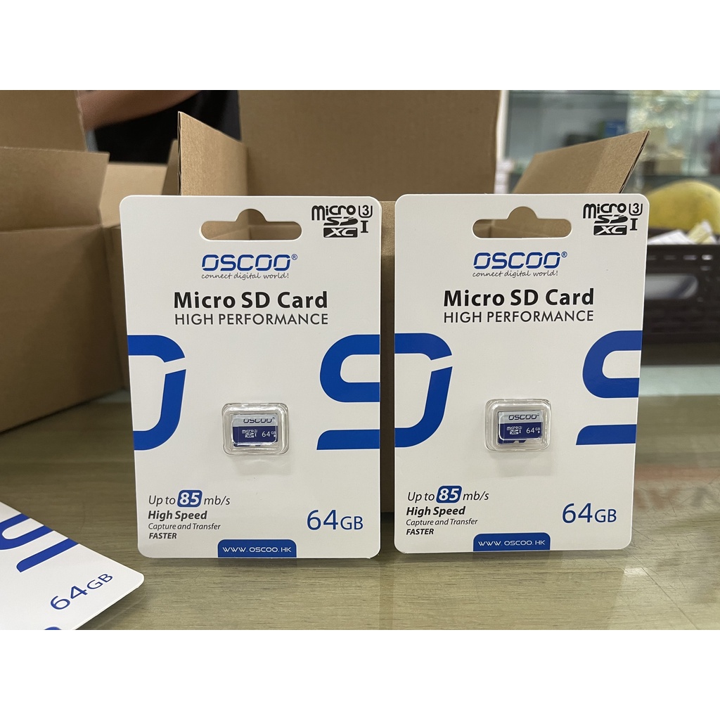 Thẻ nhớ Micro SD Oscoo Class 10 dung lượng 64GB - Tốc độ đọc cao - Dùng cho Camera Flycam, Điện thoại, Máy ảnh, Loa