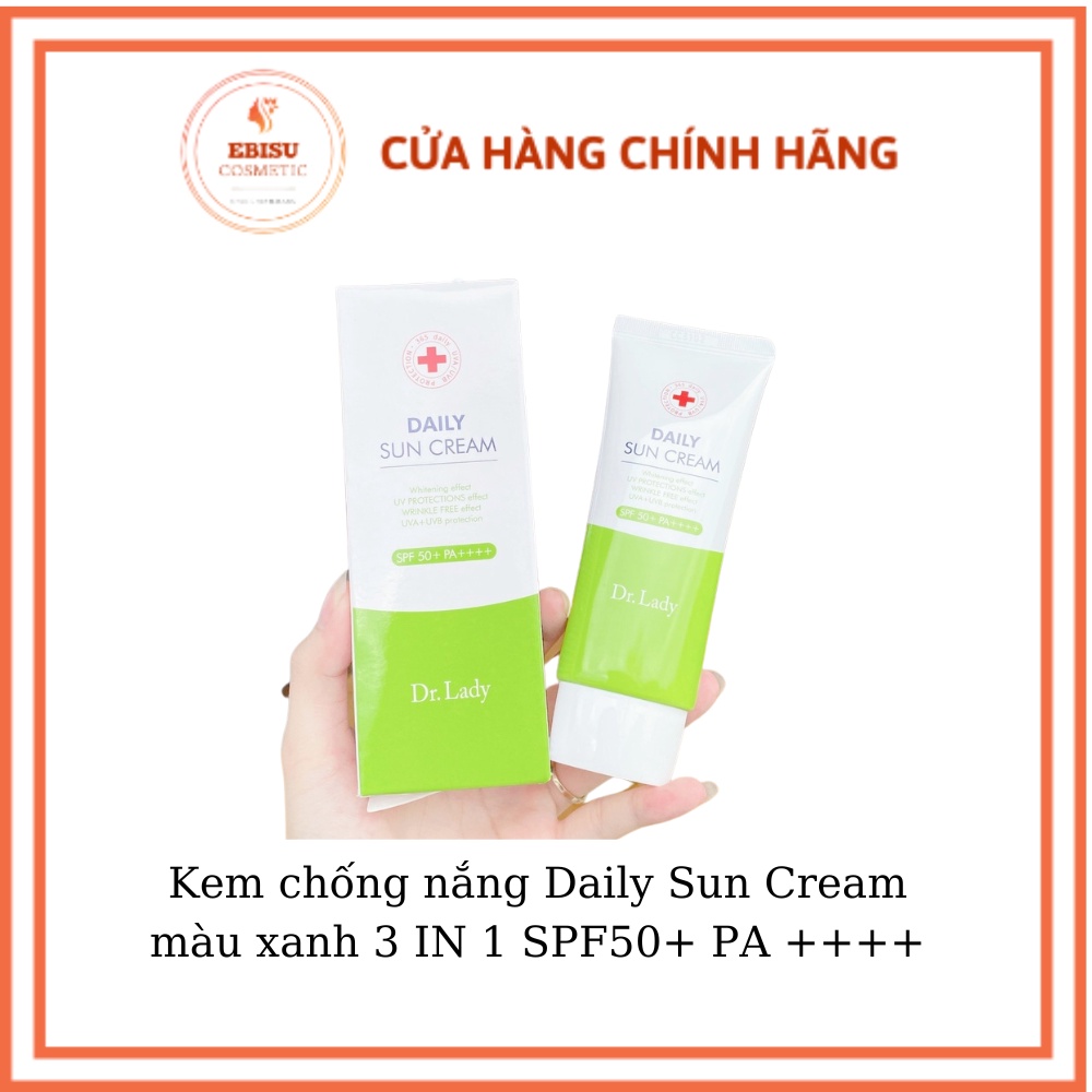 Kem chống nắng Daily Sun Cream màu xanh 3 IN 1 SPF50+ PA ++++ mẫu mới-Ebisu Cosmetics