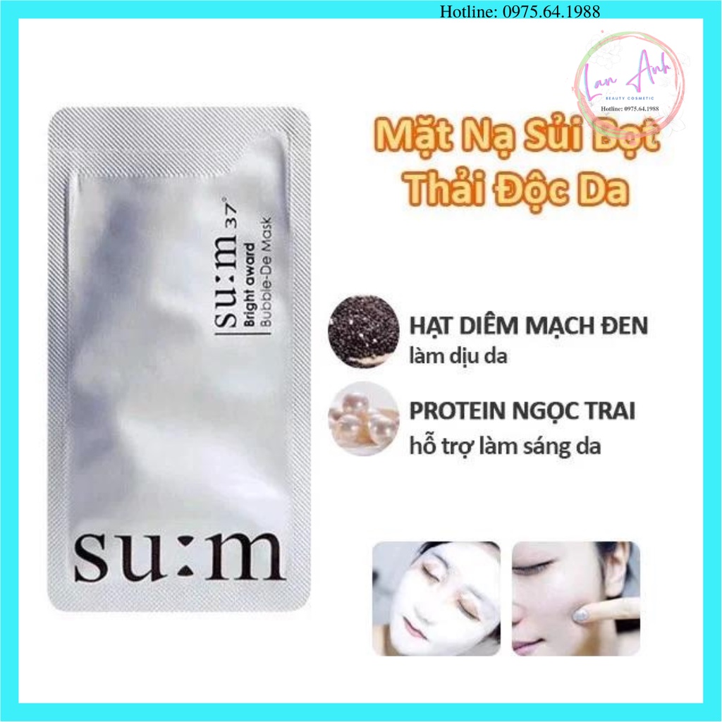 Mặt nạ sủi bọt thải độc hút dầu sạch sâu Sum37 Bright Award Bubble De Mask