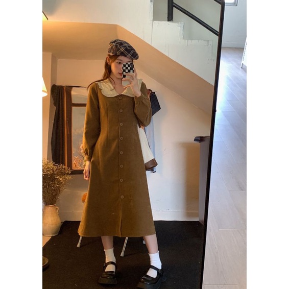 Váy đầm dài tay thu đông dài siêu sang