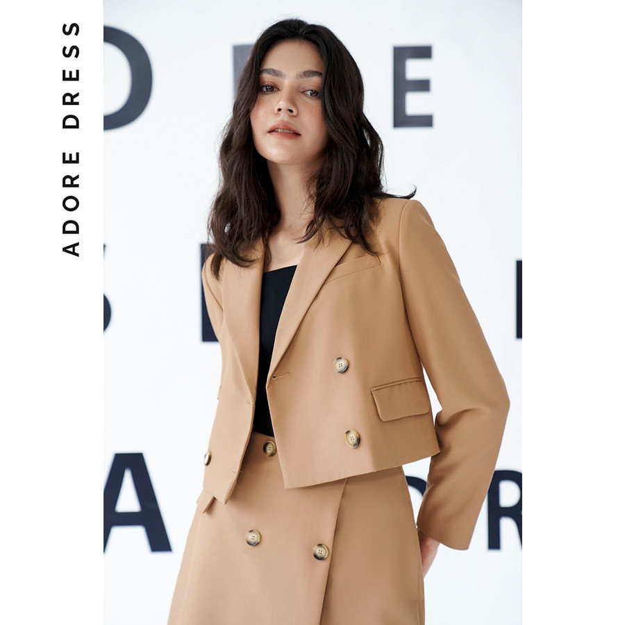 Crop Blazer 2 hàng khuy xanh pastel, trà sữa, đen, hồng baby 2BL3018 ADORE DRESS