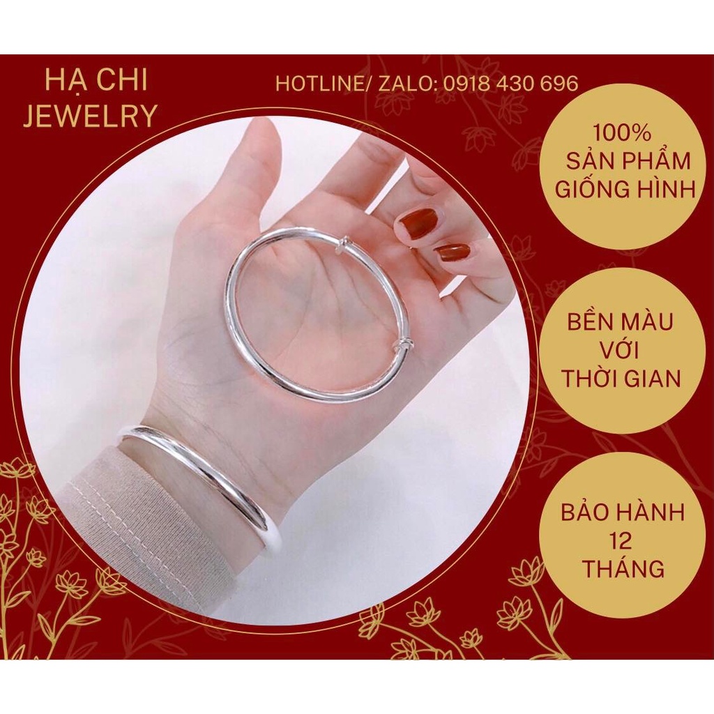 Kiềng tay vòng tay trơn điều chỉnh bạc ta cho người lớn ( Bản dày đẹp) - Hạ Chi Jewelry KT1109