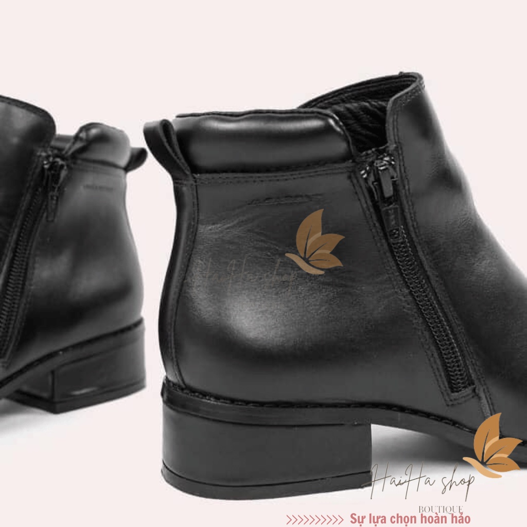 Giày boot da bò thật đế cao vừa phải, lót nỉ ấm và êm chân hàng chính hãng