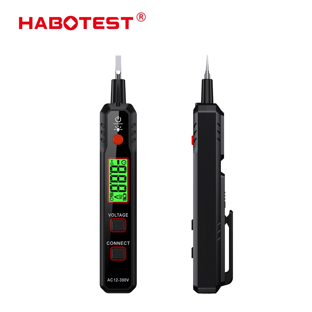 HABOTEST HT89 Máy Dò Điện Áp Chiều Loại Bút Máy Kiểm Tra Điện Áp NCV 12 ~ 300V Cho Dây Live/Null Có Đèn Pin Màn Hình LCD Công Cụ Tìm Điểm Dừng