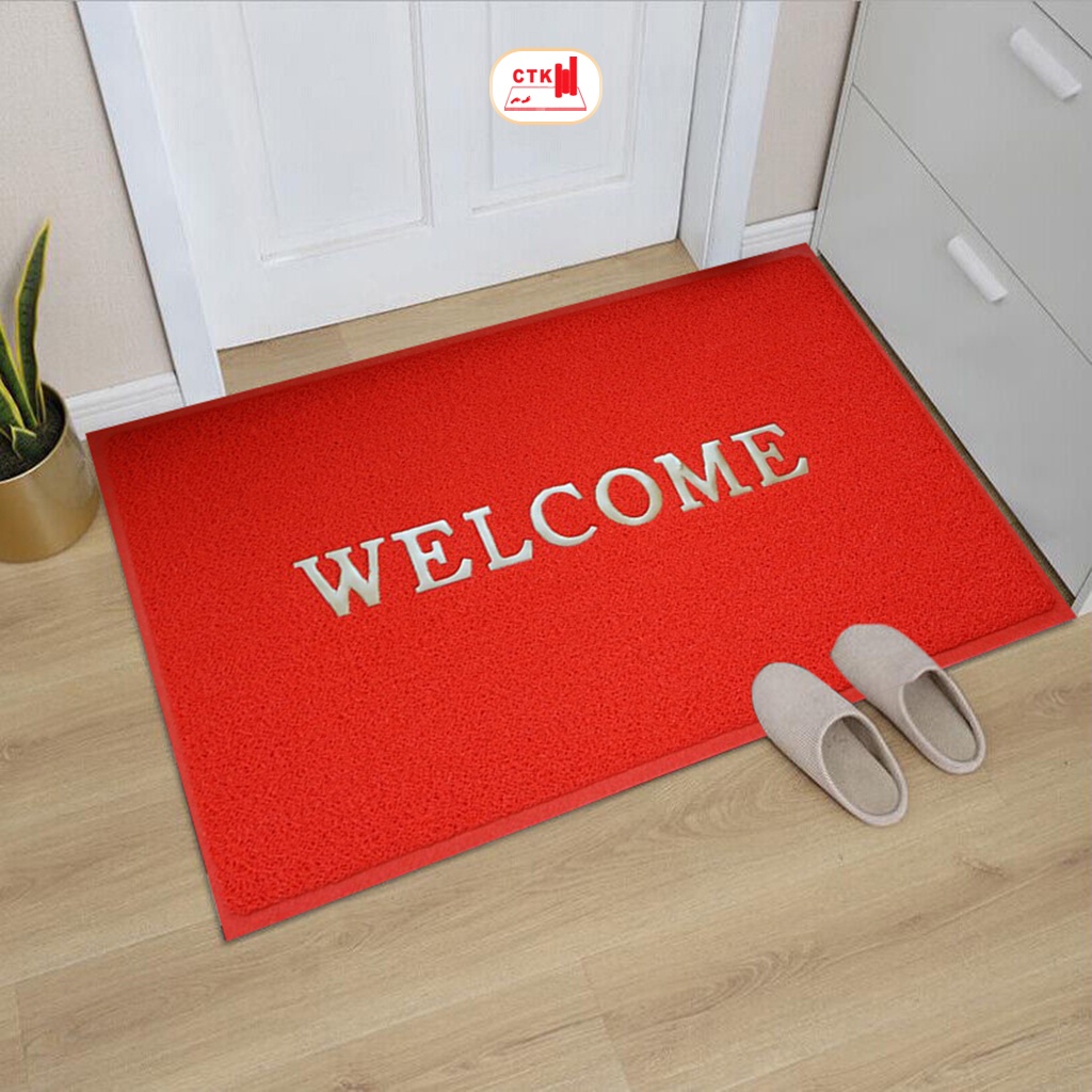 Thảm nhựa chùi chân Welcome size nhỏ, chống thấm nước 40cm x 60cm, 50cm x 70cm, 60cm x 90cm
