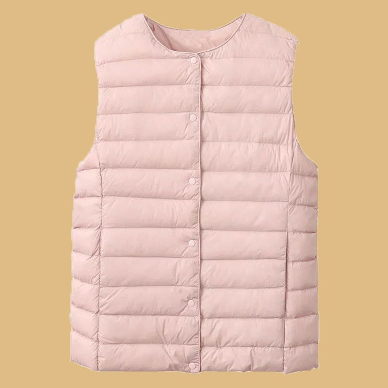 Áo gi lê cotton lông vũ mỏng nhẹ mẫu mới 2022 áo vest ngắn không cổ thu đông nữ áo khoác cỡ lớn