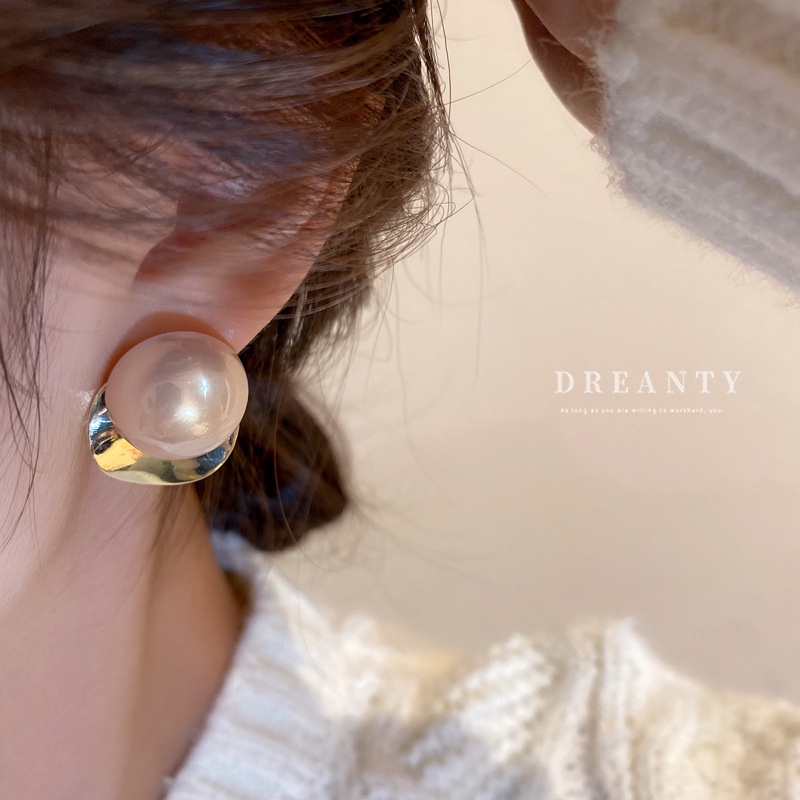 Khuyên Tai Bạc Hình Tròn Xoắn Đính Ngọc Trai Phong Cách Âu Mỹ Cá Tính Kiểu Mới