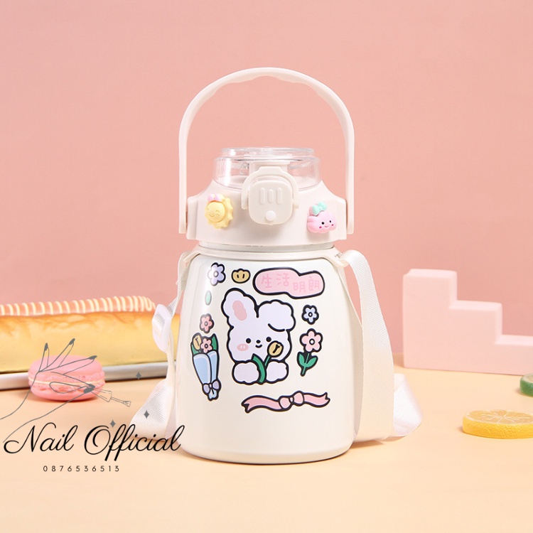 Bình Giữ Nhiệt 900ml  Có Tặng Kèm Sticker 2D, Sticker 3D Dễ Thương, Giữ Nhiệt 8-12 Tiếng-CN10