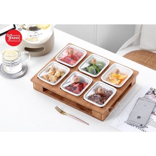 khay mứt Tết 6 ngăn nắp thủy tinh