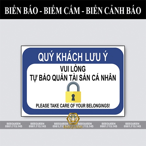 Biển Báo Nhắc Nhở Bảo Quản Tài Sản Cá Nhân