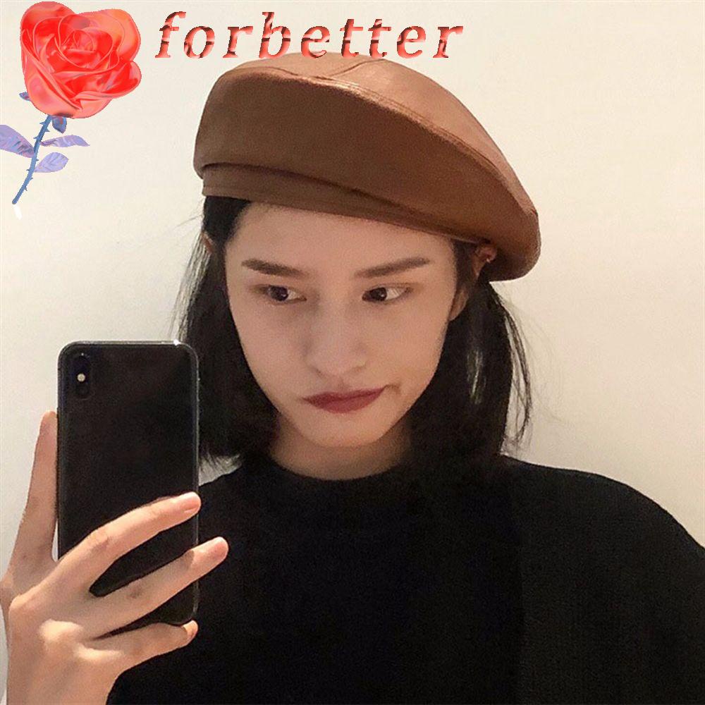 Nón beret bằng da PU phong cách Hàn Quốc cổ điển cho nữ