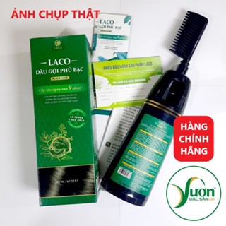 (CHÍNH HÃNG) Dầu gội phủ bạc LACO Black Hair 200ml nhuộm tóc đen từ thảo dược tự nhiên tự làm dễ dàng - Vườn Đặc Sản