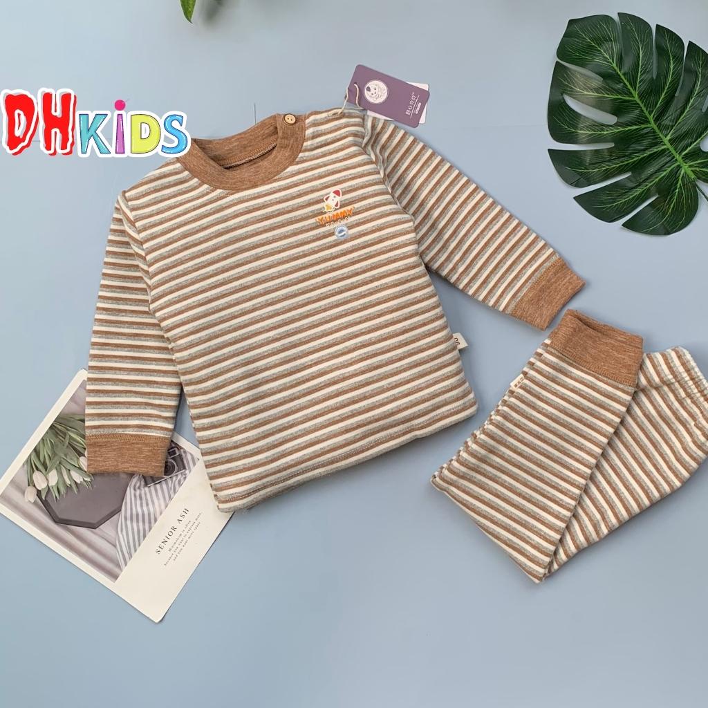 Bộ thu đông dài tay cotton nỉ dạ, bộ cotton cao cổ, cài vai size nhí cho bé từ 6 - 13Kg.