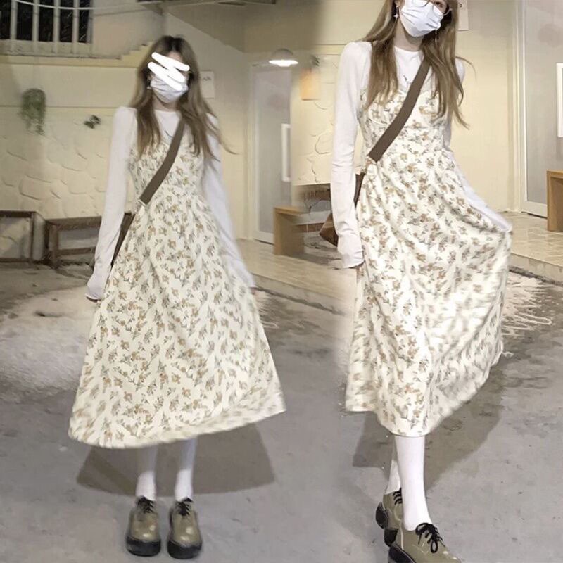 H.A.N STORE  CÓ SẴN - Váy/ Đầm yếm tiểu thư dài hai dây may ren siêu xinh - 3 ẢNH THẬT Ở CUỐI