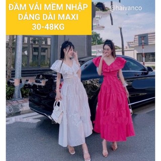 ĐẦM VÁY VẢI MỀM NHẬP DÁNG DÀI MAXI BÉ GÁI HAIVANCO 30 đến 48 kg mềm mại và thoáng mát đi học đi chơi đều đẹp