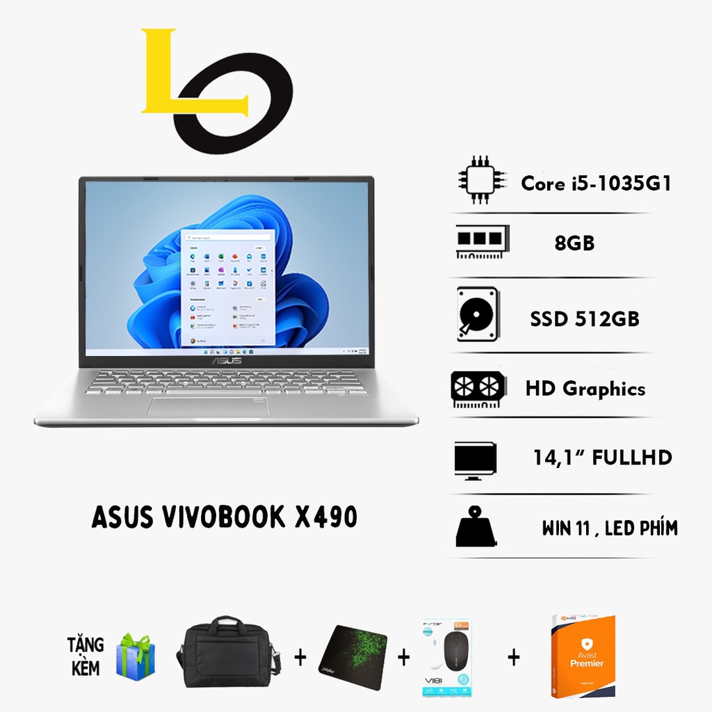 Laptop Asus Mỏng Nhẹ  X409 Core i5 Đời Mới/Ram 8Gb/SSD 256Gb/Màn Full HD Tràn Viền Đẹp Keng  99% | BigBuy360 - bigbuy360.vn