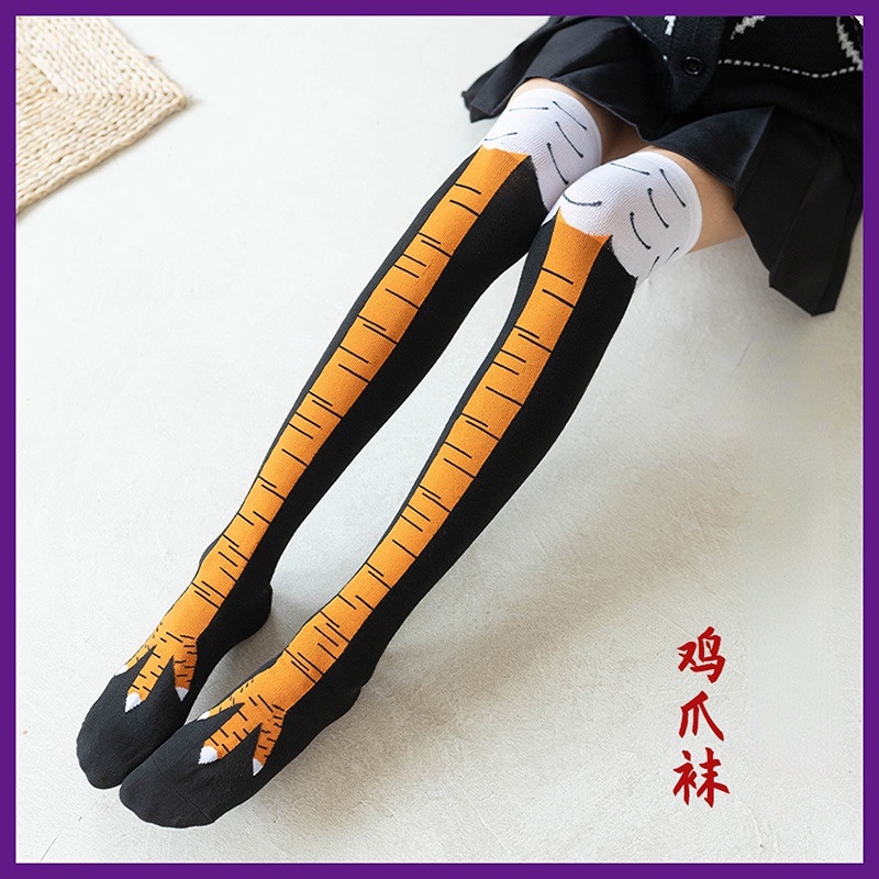 Vớ Dài Qua Gối Họa Tiết Móng Vuốt Gà Vui Nhộn Thời Trang Thu Đông Cho Nữ
