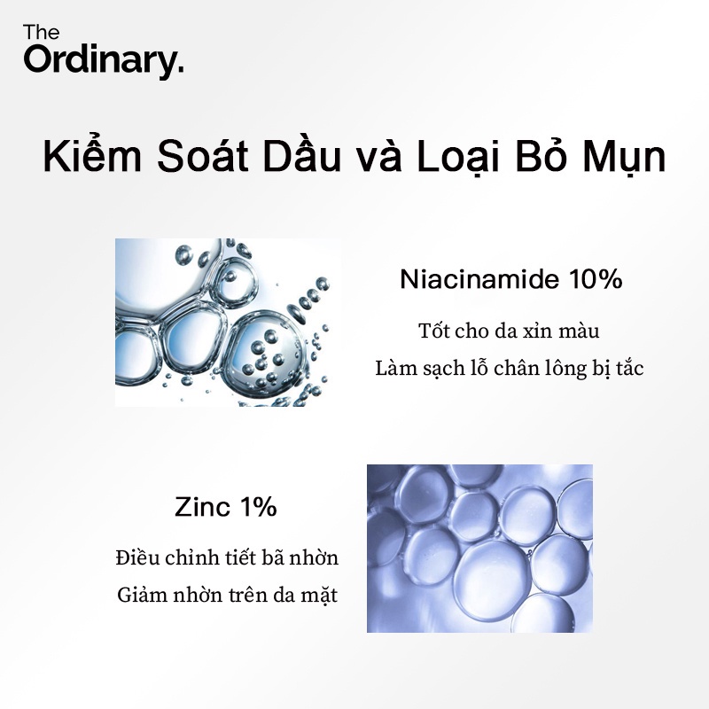 Serum The Ordinary Niacinamide 10% + Zinc 1% Giúp Cân Bằng Bã Nhờn Làm Sáng Da Thu Nhỏ Lỗ Chân Lông 30ml