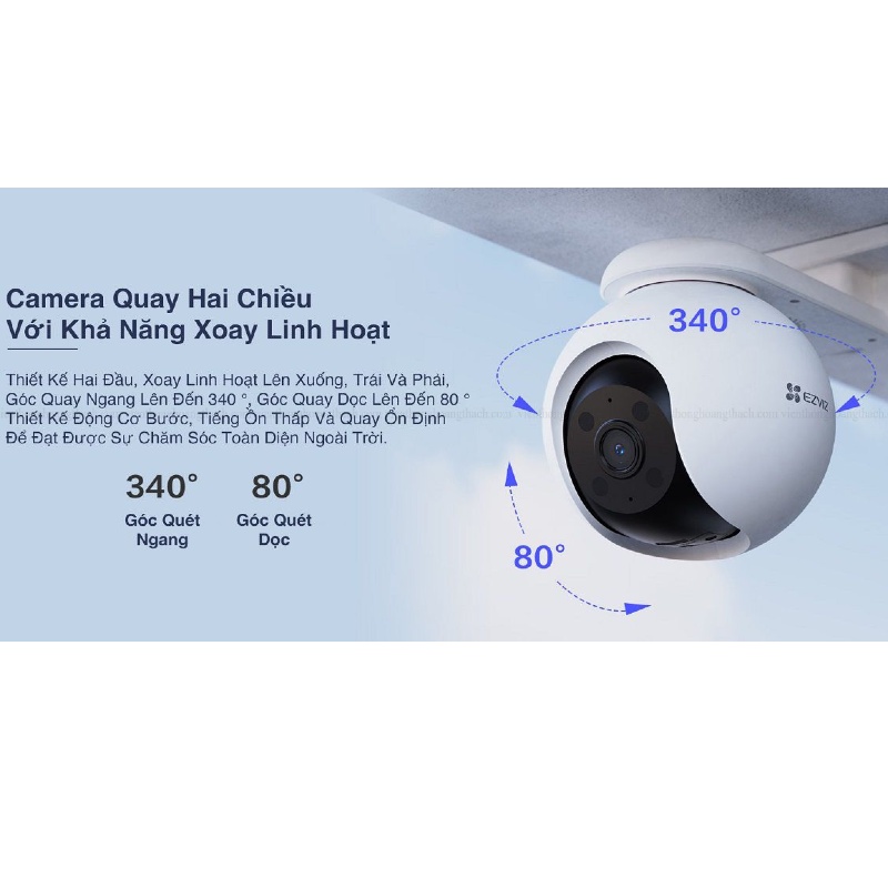 Camera WIFI ngoài trời siêu nét EZVIZ H8 2K 3K XOAY 360 ĐÀM THOẠI 2 CHIỀU, MÀU ĐÊM