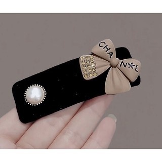 Kẹp bấm mái nhung đá nơ - kẹp tóc hàn quốc