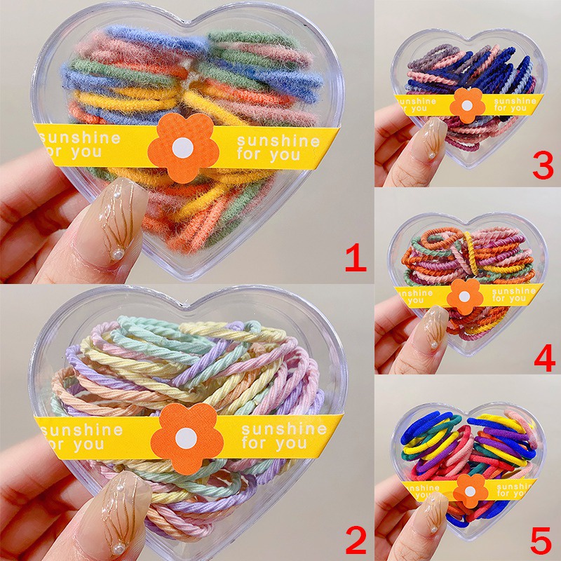 Set 50 Dây Buộc Tóc Co Giãn Nhiều Màu Sắc