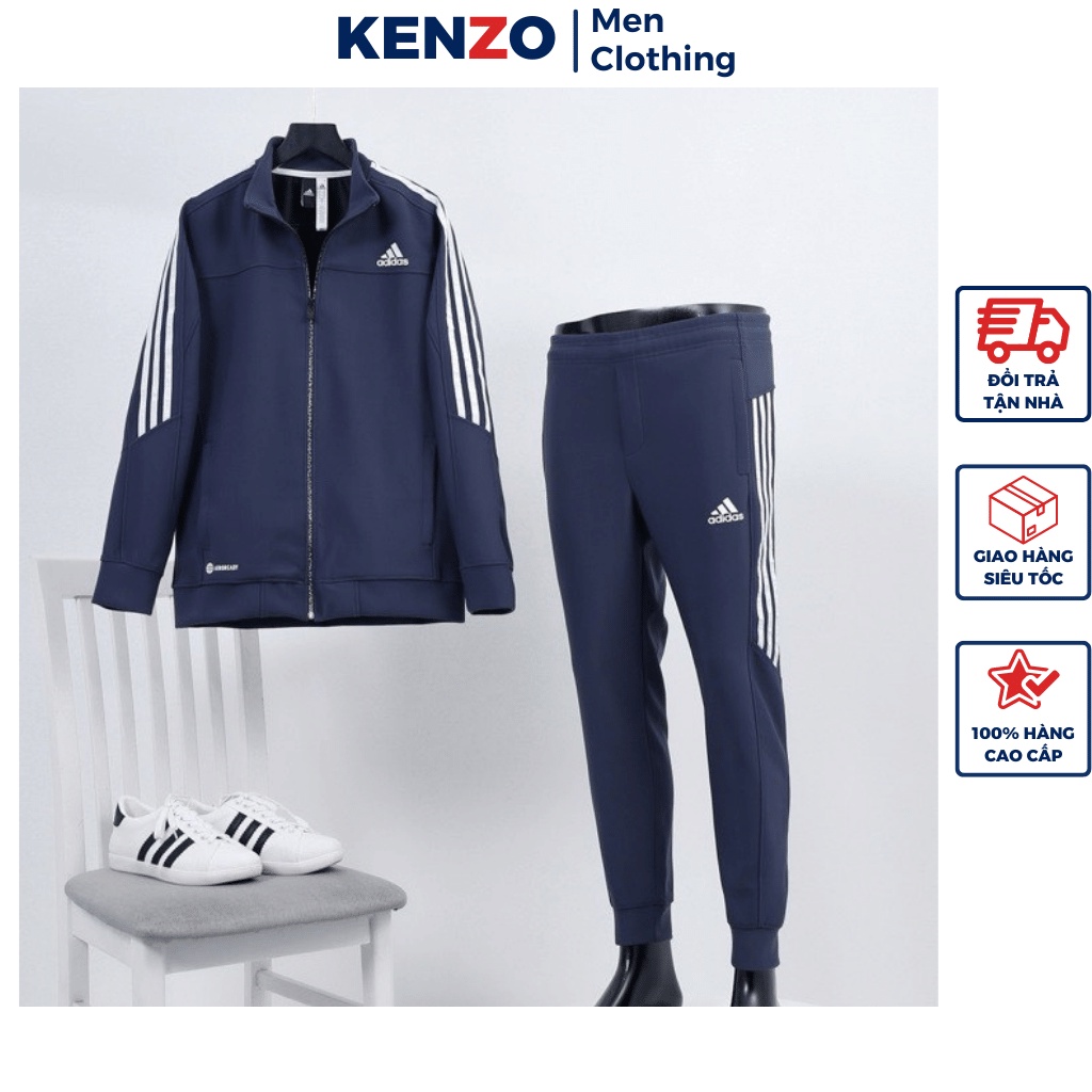 Đồ bộ thể thao nam thu đông hàng hiệu Adidas Hàng Loại 1 Kenzo KZ885 Bộ nỉ nam dày dặn kéo khóa chuẩn form 2022