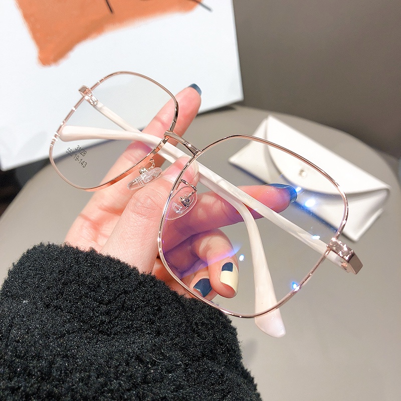 Mắt Kính Gọng Vuông Lớn Bằng Kim Loại Chống Ánh Sáng Xanh Chống Bức Xạ Thời Trang Cho Nữ